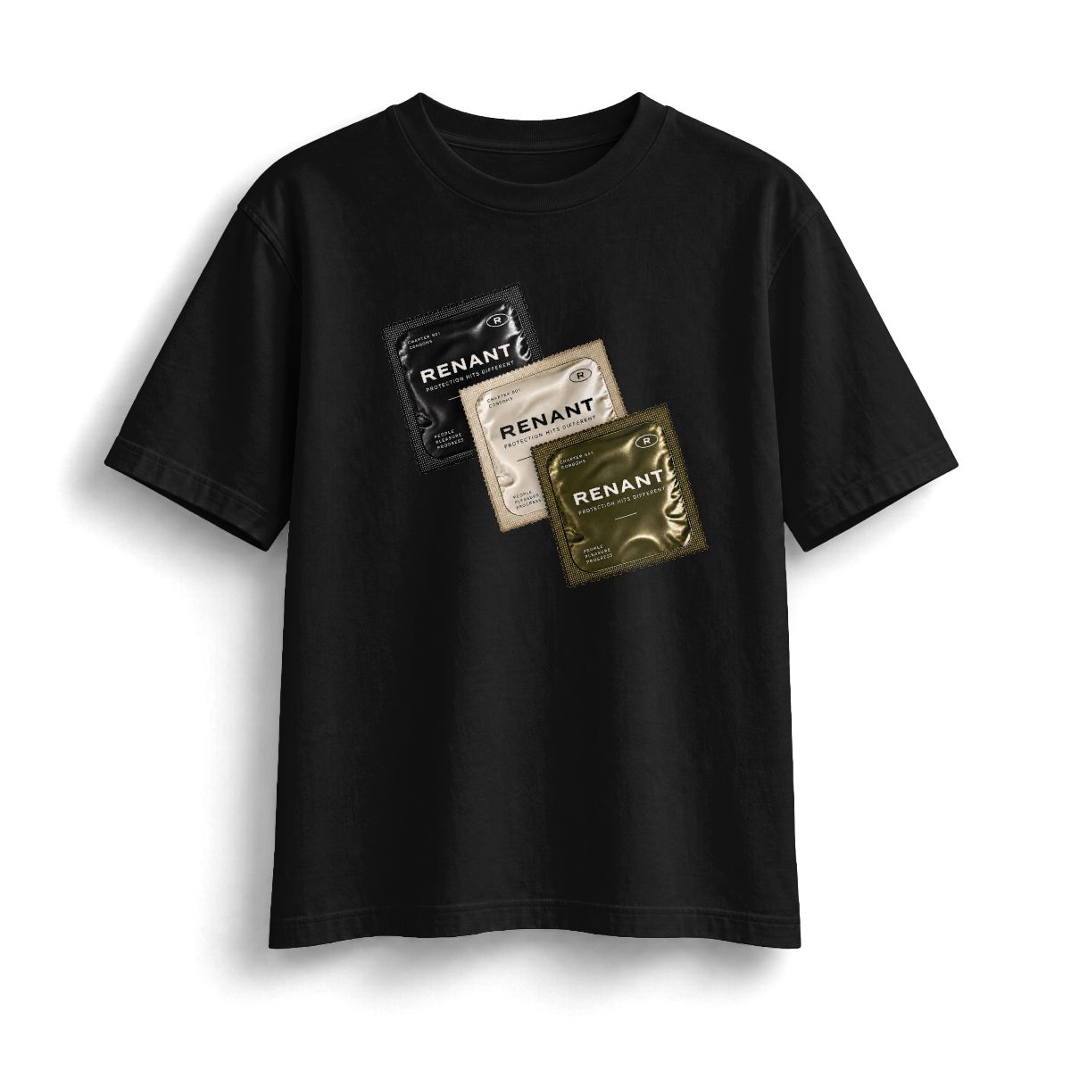 Front Printify mockup of RENANT After Hours Tee in Black