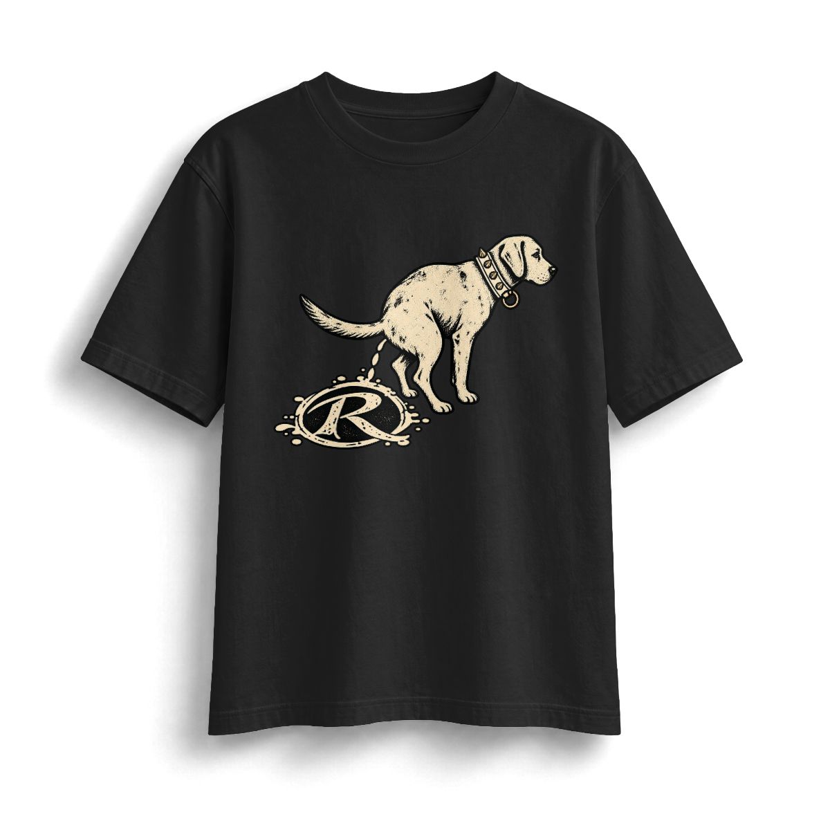 Front Printify mockup of RENANT Bad Omen Tee in Off Black